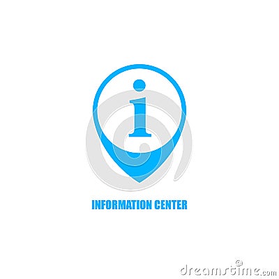 Vector Information Center Sign, Flat Design Blue Icon Isolated, Map Pointer. Vector Illustration