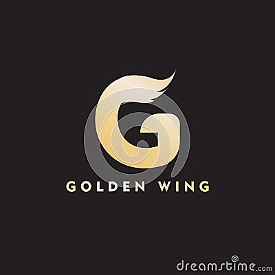 vector initial letter g business wing logo icon corporate technology concept gold color Vector Illustration