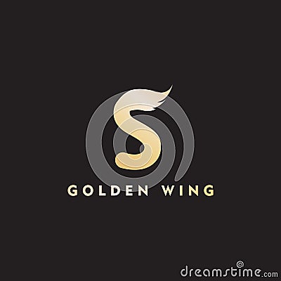 vector initial letter s business wing logo icon corporate technology concept gold color Vector Illustration