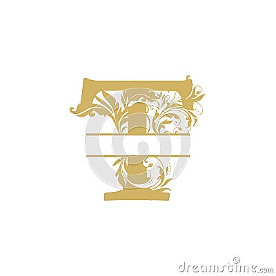 vector Initial t letter luxury beauty flourishes ornament monogram wedding icon logo vintage Vector Illustration