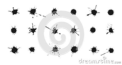 Vector Ink blots and splashes. Collection of handdrawn blobs, drops and spatters Vector Illustration