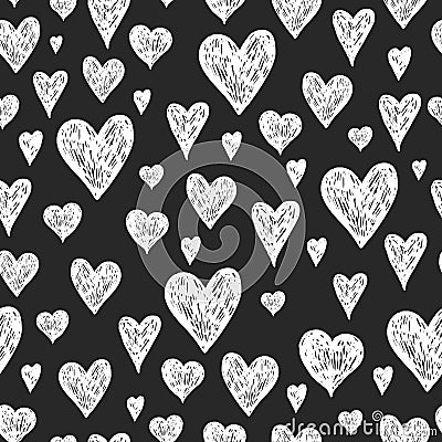 Vector ink pen background with hearts Vector Illustration