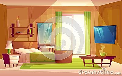 Vector interior of bedroom, living room furniture Vector Illustration
