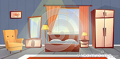 Vector interior of bedroom, living room furniture Vector Illustration