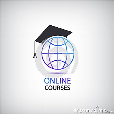 Vector internet learning, teaching, online courses logo, icon Vector Illustration