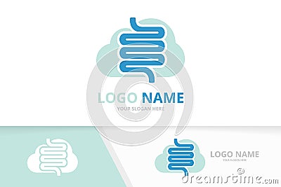 Vector intestine and cloud logo combination. Unique colon logotype design template. Vector Illustration