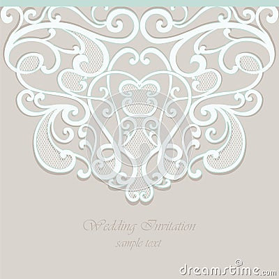 Vector invitation card ornamental lace with damask elements Vector Illustration