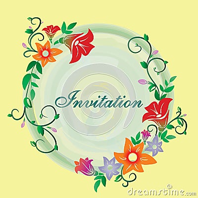 Vector invitation with flower ornament yellow Vector Illustration