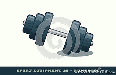 Vector iron dumbbell icon. Game equipment. Professional sport, classic dumbbell for gym competitions and tournaments. Isolated Cartoon Illustration