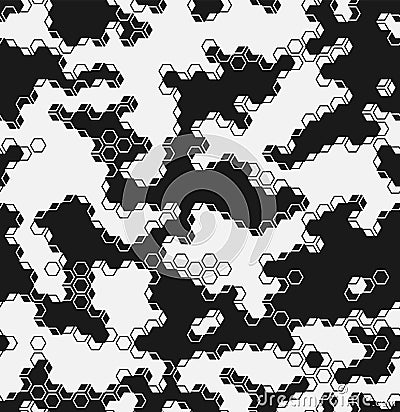 Vector irregular abstract geometric seamless pattern with hexagonal shapes Vector Illustration