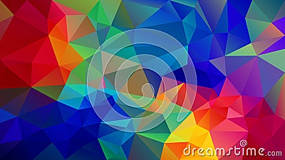 Vector irregular polygon background - triangle low poly pattern - vibrant neon full spectrum multi color rainbow Vector Illustration
