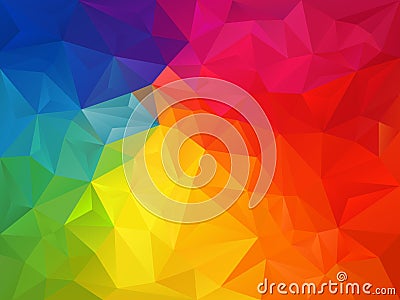 Vector irregular polygon background with a triangle pattern in full multi color - rainbow spectrum Vector Illustration