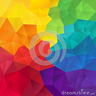 Vector irregular polygon background with a triangle pattern in full spectrum color - rainbow Vector Illustration