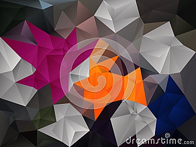 Vector irregular polygon background with a triangle pattern in gray, pink, blue, orange color Vector Illustration