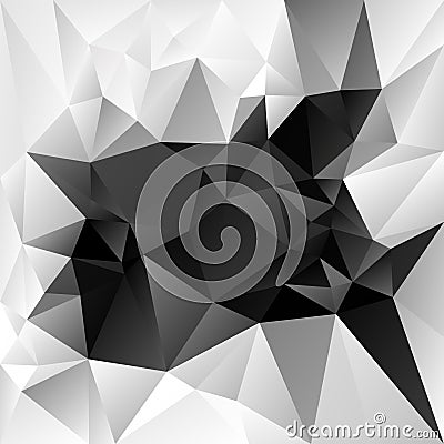 Vector irregular polygon background with a triangle pattern in grayscale - black, whihe and gray color Vector Illustration