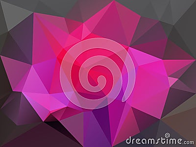 Vector irregular polygon background with a triangle pattern in hot pink and dark gray color Vector Illustration