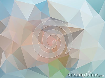 Vector irregular polygon background with a triangle pattern in pastel blue, odl pink and beige multi color Vector Illustration