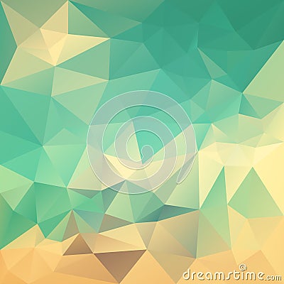 Vector irregular polygon background with a triangle pattern in retro color - blue, green, beige, orange, sand Vector Illustration
