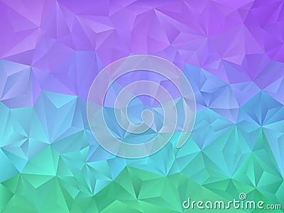 Vector irregular polygon background with a triangle pattern in vibrant neon green, blue, purple color Vector Illustration