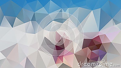 Vector irregular polygonal background - triangle low poly pattern - sky blue, ivory white, gray, mauve and taupe color Vector Illustration