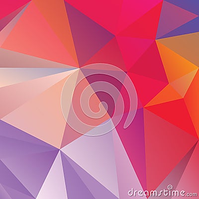 Vector irregular polygonal square background - triangle low poly pattern - purple, violet, orchid, magenta, hot pink, or Vector Illustration