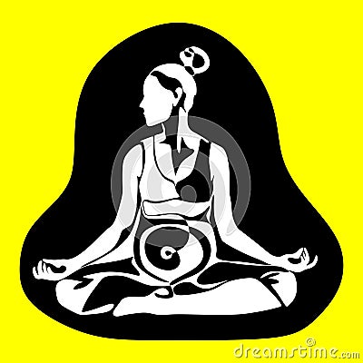 Vector silhouette illustration of yoga pose for pregnant. International yoga day Stock Photo