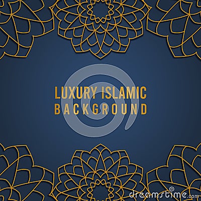 Vector islamic luxury ornamental mandala design background in gold color. Invitation template with mandala ornament - Vector illus Vector Illustration