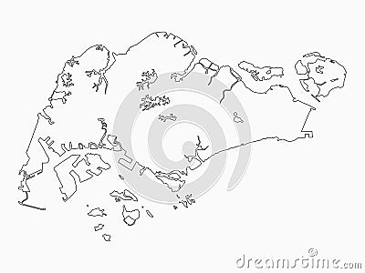 Vector islands Asia map country Singapore outline Vector Illustration