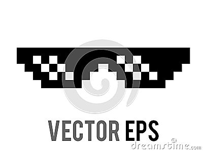 Vector isolated 8 bit pixel cool black sun glasses, sunglasses flat icon Vector Illustration