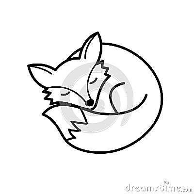 Vector isolated black and white fox icon. Creative logo concept Vector Illustration