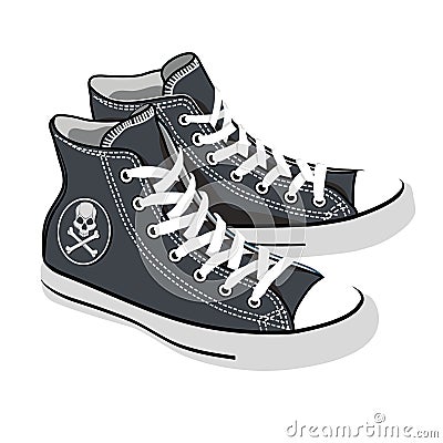 Vector isolated cartoon black sneakers Vector Illustration