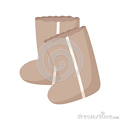 Vector isolated cartoon illustration of pair of winter felt boots. Vector Illustration