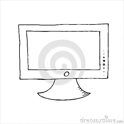 Vector isolated doodle element, tv, screen, watching movies, coloring book Vector Illustration