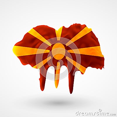 Vector isolated Flag of Macedonia painted colors Vector Illustration