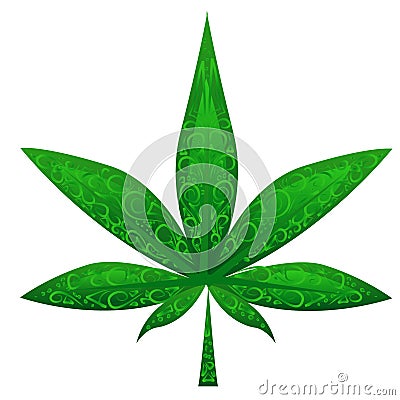 Glass marijuana leaf Vector Illustration