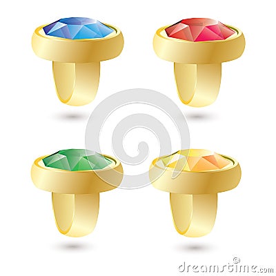 Vector Isolated Golden rings. Vector Illustration