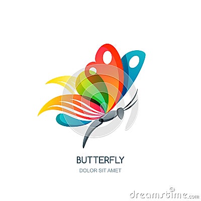 Vector isolated illustration of colorful abstract butterfly. Creative logo design element. Vector Illustration