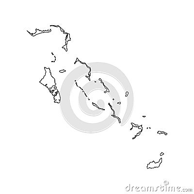 Vector isolated illustration icon with black line silhouette of simplified map of Bahamas Vector Illustration