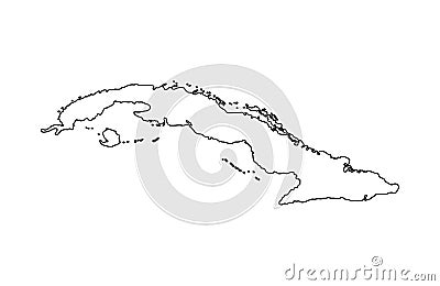 Vector isolated illustration icon with black line silhouette of simplified map of Cuba Vector Illustration
