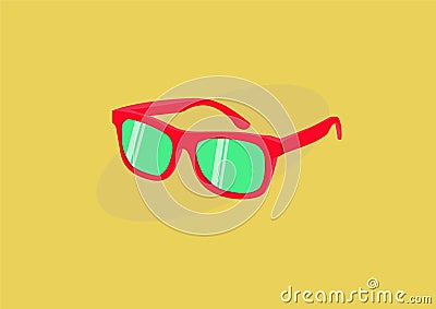 Vector Isolated Illustration of Red Sunglasses Vector Illustration