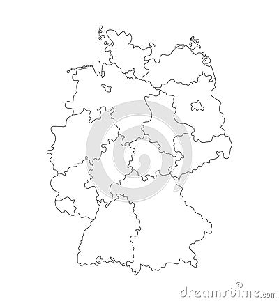 Vector isolated illustration of simplified administrative map of Germany. Borders of the states regions Vector Illustration