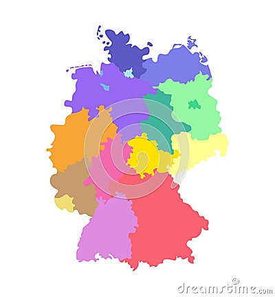 Vector isolated illustration of simplified administrative map of Germany. Borders of the states regions. Colorful silhouettes Vector Illustration