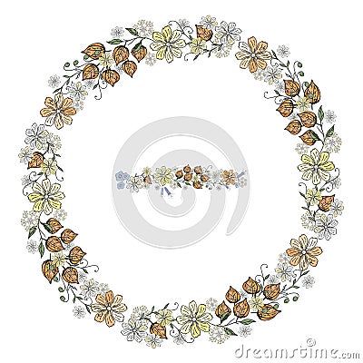 Vector floral wreath, floral brush, isolated wit hout background, bouquets of flowers Stock Photo