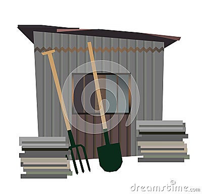Vector isolated old garden shed Vector Illustration