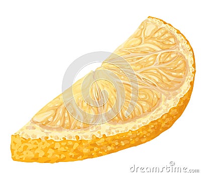 Vector isolated pattern object, hand-drawn harvest juicy, delicious rich wet shine orange piece, with highlights, beautiful peel Stock Photo