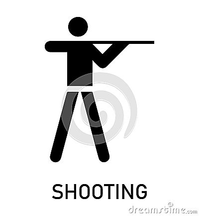 Vector isolated pictogram with the names of sports disciplines. Games and sport. Vector icon. Shooting Vector Illustration