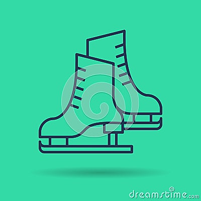 Linear icon of pair of skates Vector Illustration