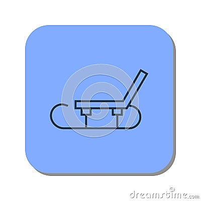 Linear sledge icon for winter skiing in the snow Vector Illustration