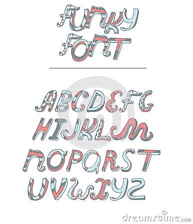 Vector isolated on white background hand drawn alphabet from A to Z drawn in pastel colors blue and pink. Cursive style font good Stock Photo