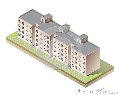 Vector isometric apartment building on white Vector Illustration